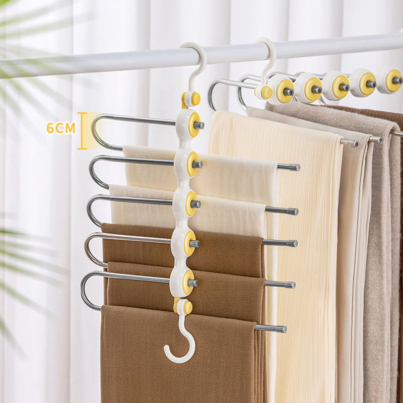 Pants Hangers Closet Storage Pack of 2. Space Saving 5 in 1 Foldable Hangers