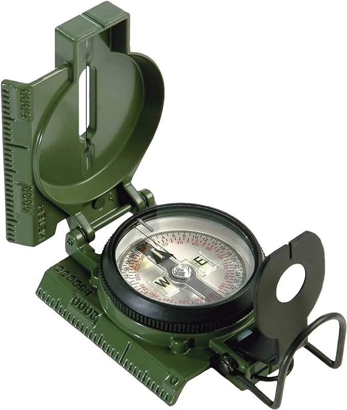 US Phosphorescent Lensatic Compass, Olive Drab Accurate Waterproof Hand Held Compasses with Pouch