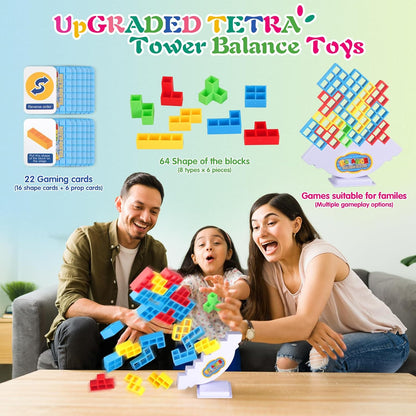 Tetra Tower Stack Attack Game - 64 Pcs